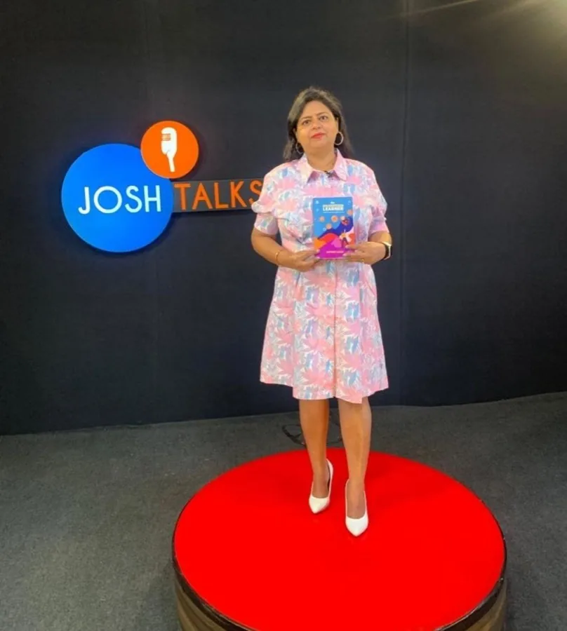 Supreet Kaur speaking at Josh Talks, a nationally recognised speaker platform in India